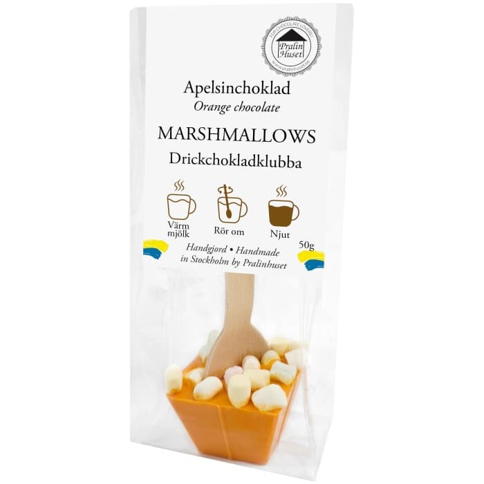 Pralinhuset Drickchokladklubba Apelsinchoklad Marshmallows 50g