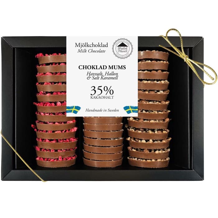 Pralinhuset Choklad Mums 35% Havssalt, Hallon & Salt Karamell 360g – från Pralinhuset – 375 kr – hos Delitea