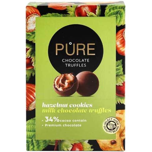 Pure Chocolate Tryffel Mjölkchoklad Hasselnötsfyllning 148g – från Pure Chocolate – 56 kr – hos Delitea