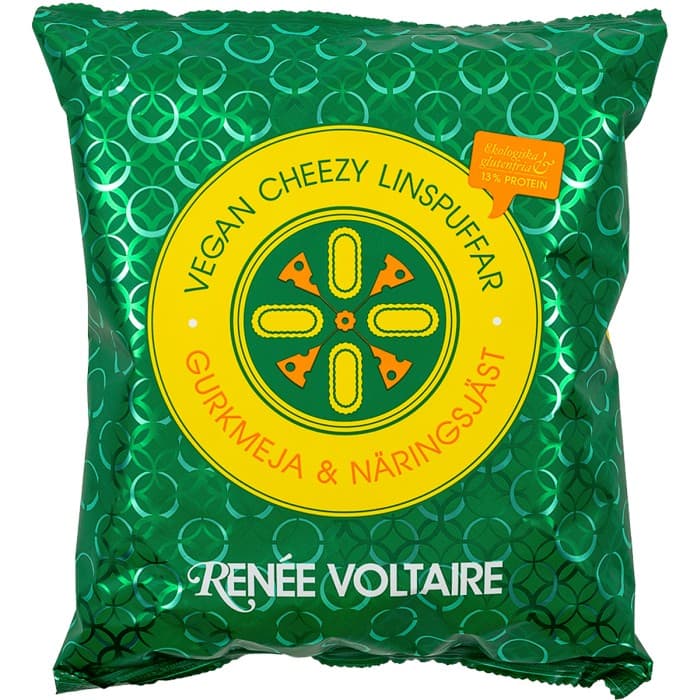 Renée Voltaire Vegan Cheezy Linspuffar Gurkmeja & Näringsjäst 90g – från Renée Voltaire – 36 kr – hos Delitea