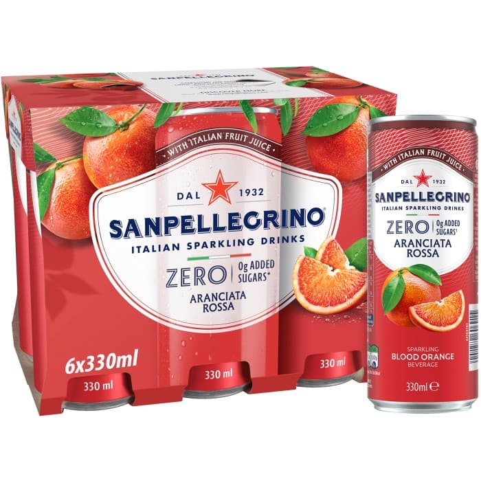 San Pellegrino Aranciata Rossa Zero Läsk Burk 6x33cl – från San Pellegrino – 82 kr – hos Delitea