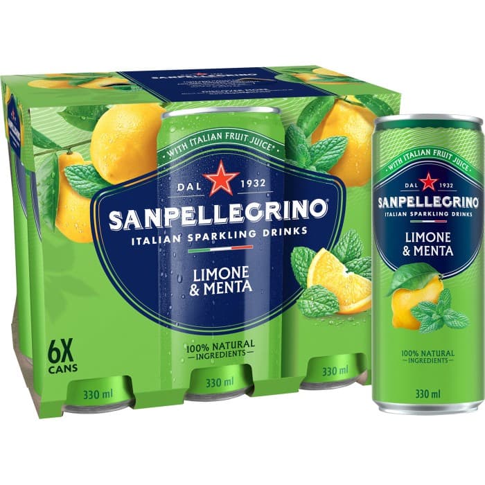 San Pellegrino Limonata Menta Sparkling Burk 6x33cl - från San Pellegrino - 84 kr - hos Delitea