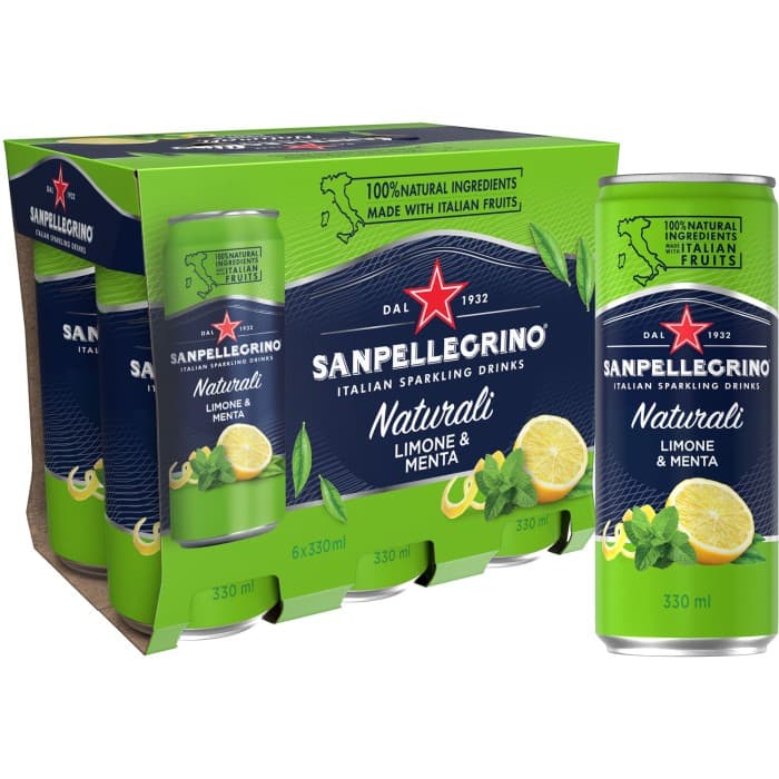 San Pellegrino Limonata Menta Sparkling Burk 6x33cl – från San Pellegrino – 82 kr – hos Delitea