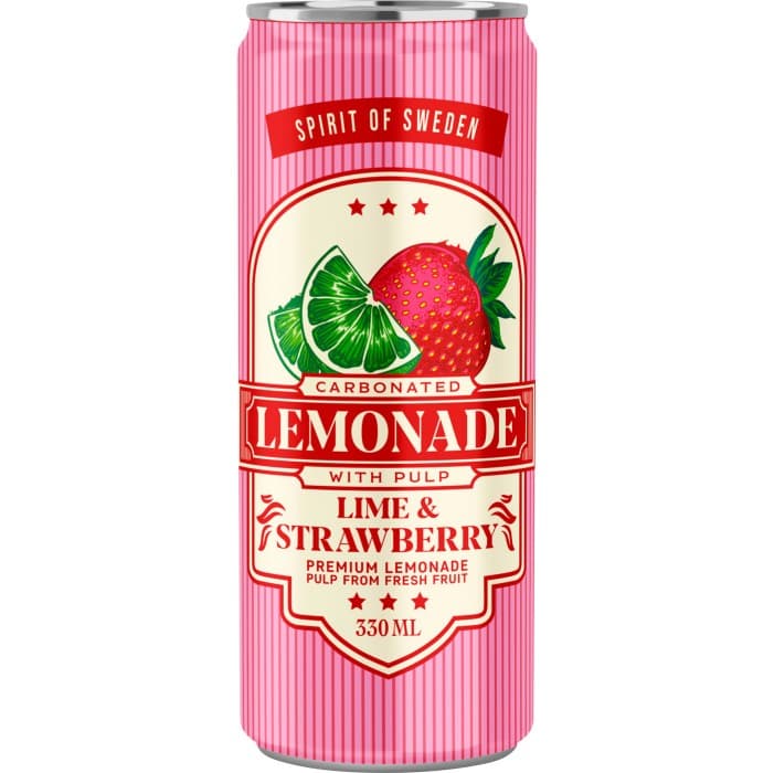 Spirit of Sweden Jordgubb Lime Lemonad Burk 33cl – från Spirit of Sweden – 19 kr – hos Delitea