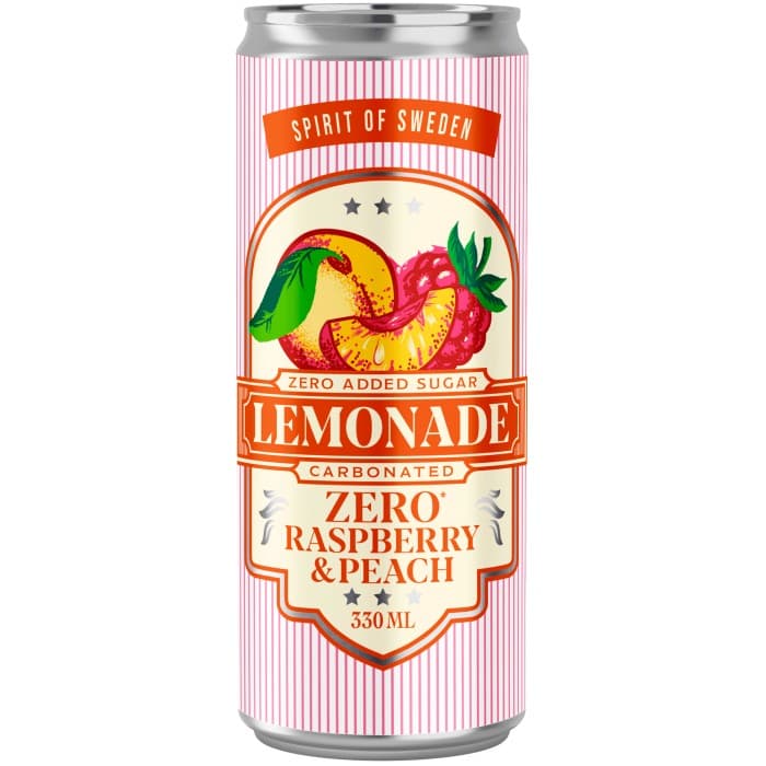 Spirit of Sweden Lemonade Raspberry & Peach Zero Burk 33cl – från Spirit of Sweden – 18 kr – hos Delitea