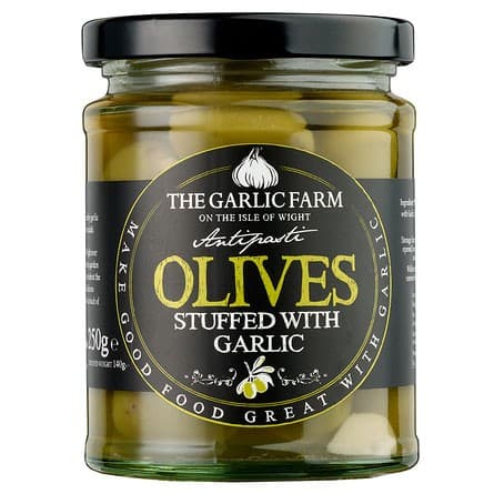 The Garlic Farm Green Olives Stuffed with Sweet Garlic 250g – från The Garlic Farm – 89 kr – hos Delitea