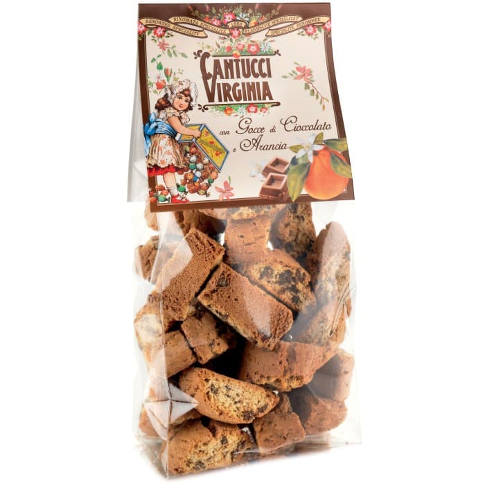 Virginia Cantucci Biscotti Kanderade Apelsinskal & Chokladbitar 250g – från Amaretti Virginia – 89 kr – hos Delitea