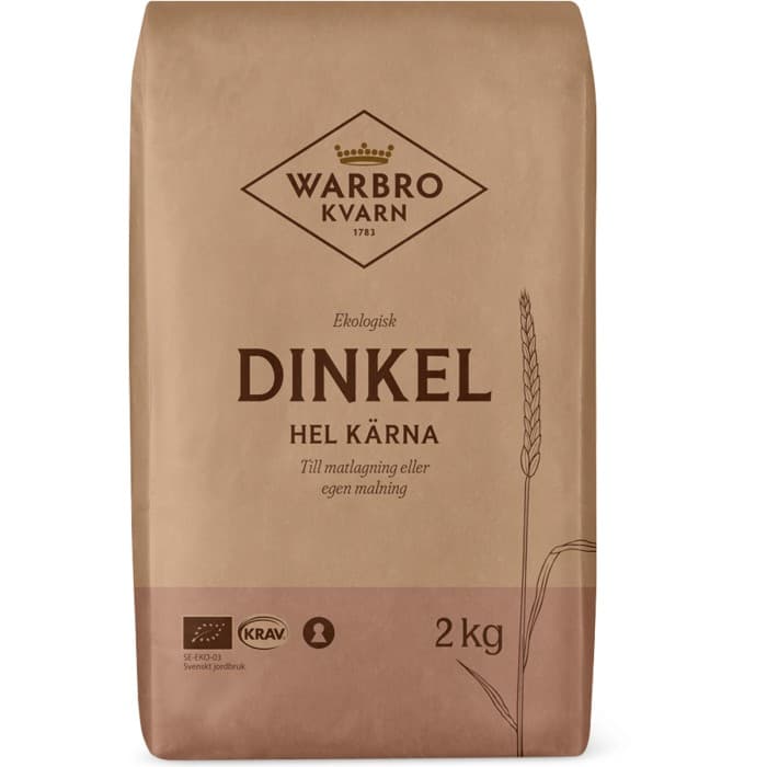 Warbro Kvarn Dinkel Hela Kärnor 2kg – från Warbro Kvarn – 95 kr – hos Delitea