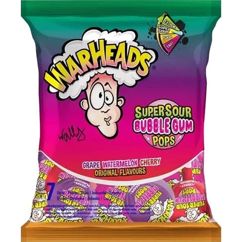 Warheads Bubble Gum Pops Assorted Peg Bag 105g – från Warheads – 29 kr – hos Delitea