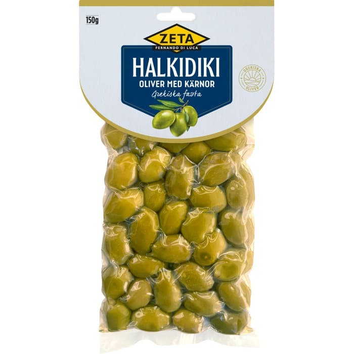 Zeta Halkidiki Grekiska Fasta Oliver med Kärnor 150g från Zeta – köp hos Delitea