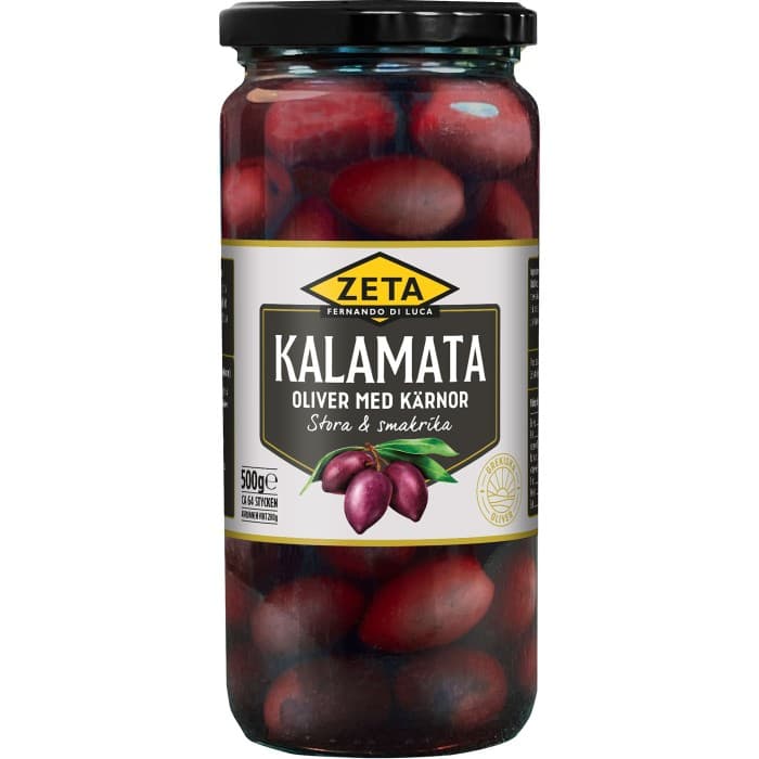 Zeta Kalamata Oliver med Kärnor Stora & Smakrika 500g – från Zeta – 47 kr – hos Delitea
