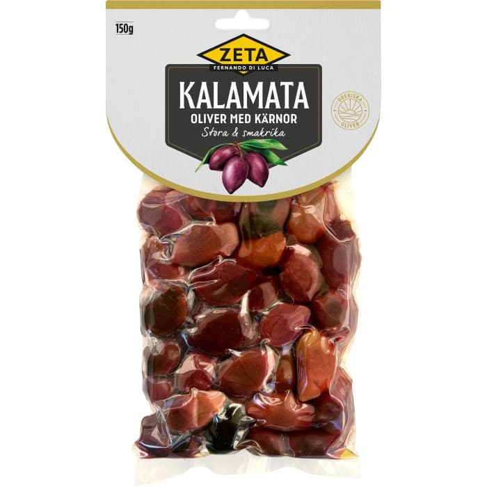 Zeta Kalamata Stora & Smakrika Oliver med Kärnor 150g – från Zeta – 37 kr – hos Delitea
