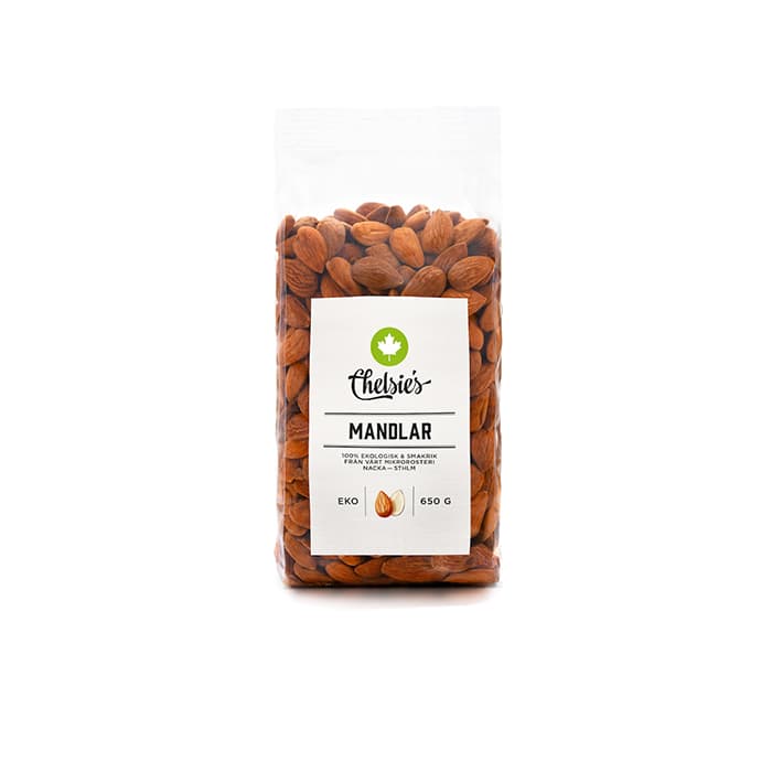 Mandlar 650g – från Chelsie s Organic Gourmet Prod – 190 kr – hos Bodystore