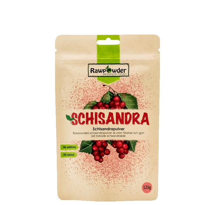 Ekologiskt Schisandrapulver 125 g – från Rawpowder – 95 kr – hos Bodystore
