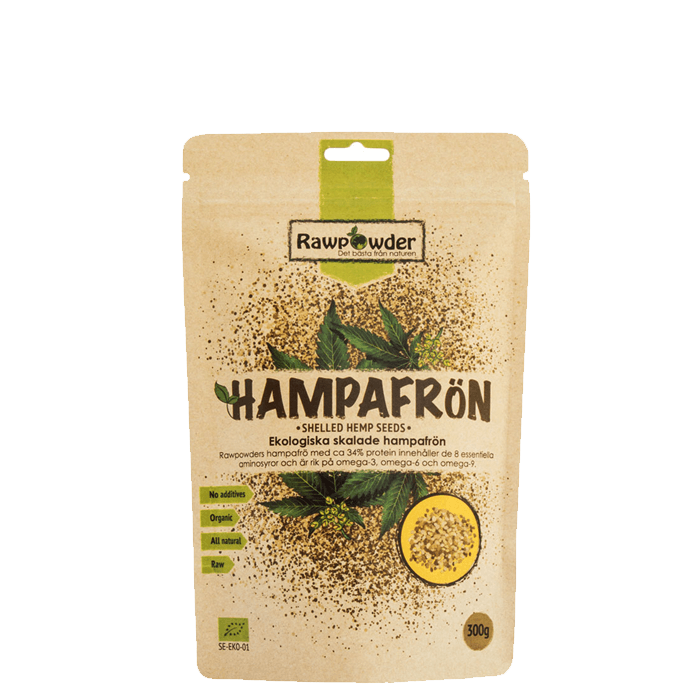 Ekologiska Skalade Hampafrön 300 g – från Rawpowder – 87 kr – hos Bodystore