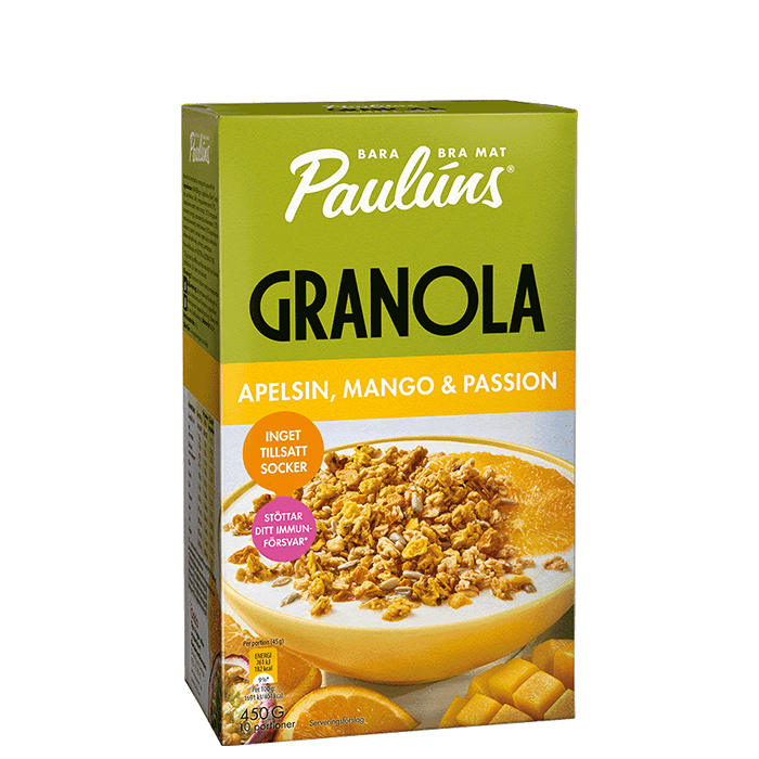 Granola Apelsin Mango Passion 450 g från Paulúns – köp hos Bodystore
