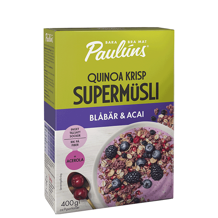 Müsli Blåbär Acai 400 g – från Paulúns – 59 kr – hos Bodystore
