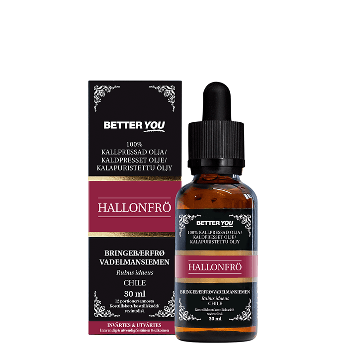 Kallpressad Hallonfröolja 30 ml – från Better You – 94 kr – hos Bodystore