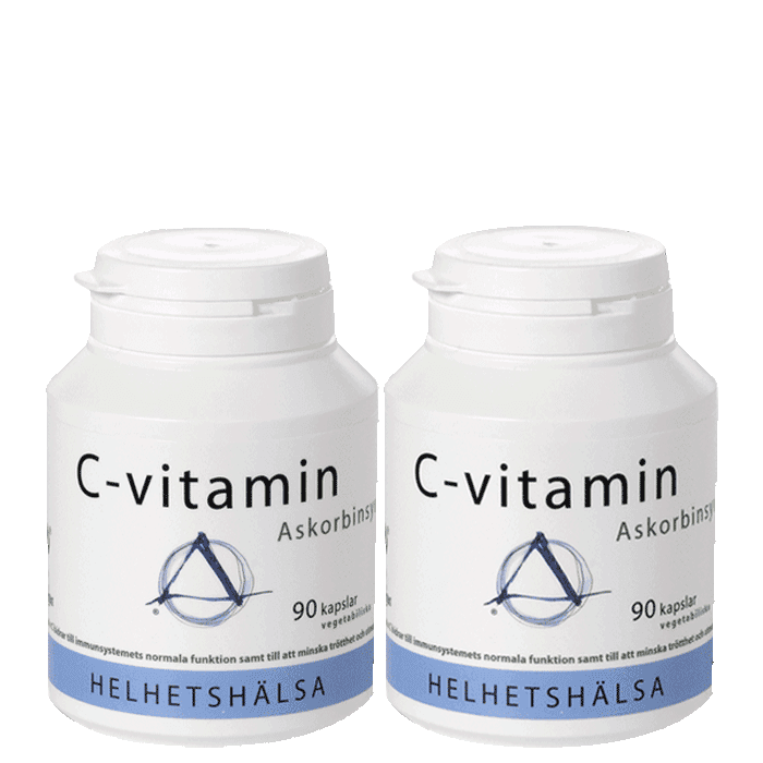 2 x C-vitamin askorbinsyra, 90 kapslar från Helhetshälsa – köp hos Bodystore