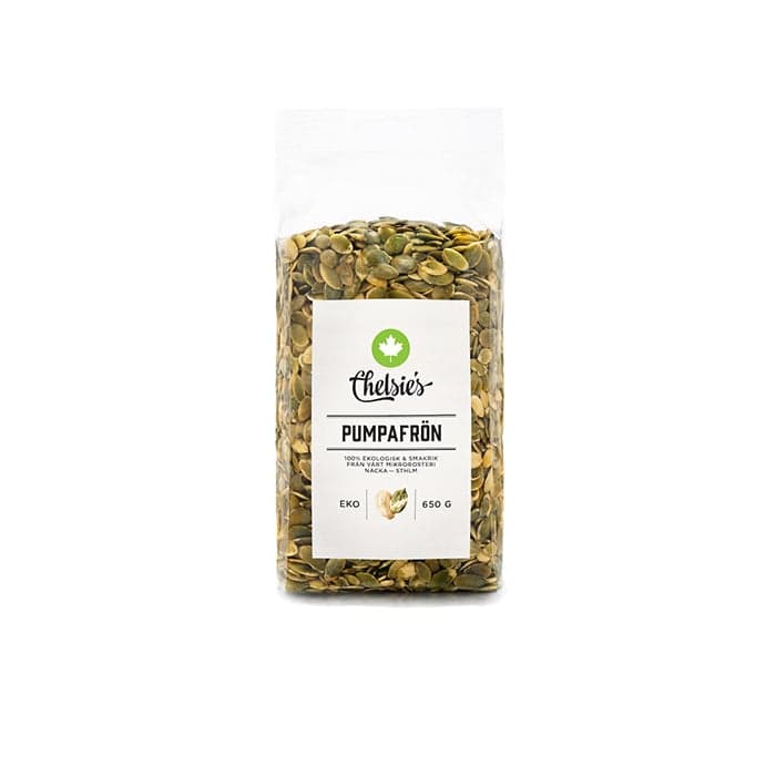 Pumpafrön 650g – från Chelsie s Organic Gourmet Prod – 100 kr – hos Bodystore