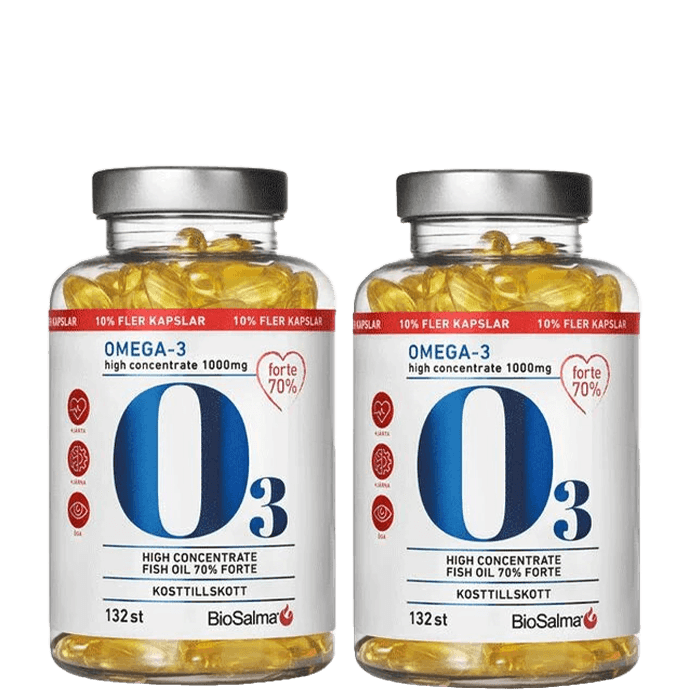 2 x Omega3 Forte 70% 1000 mg 132 kapslar från BioSalma – köp hos Bodystore