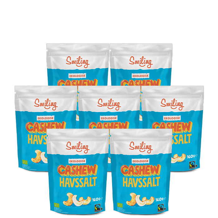 7 x Naturgodis Cashewnötter 160 g – från Smiling – 349 kr – hos Bodystore