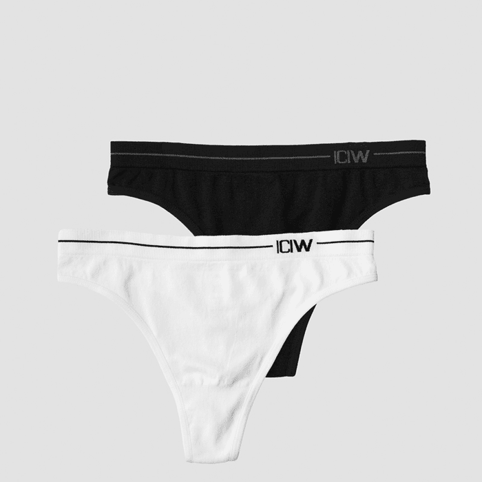 Everyday Seamless Thong 2-pack, Black/White – från ICANIWILL – 129 kr – hos Bodystore