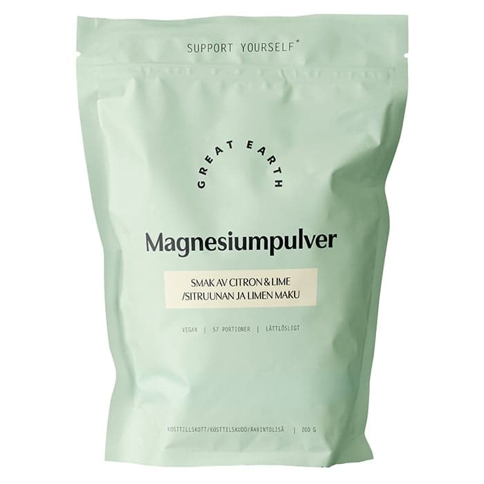 Magnesiumpulver 200 g – från Great Earth – 250 kr – hos Bodystore