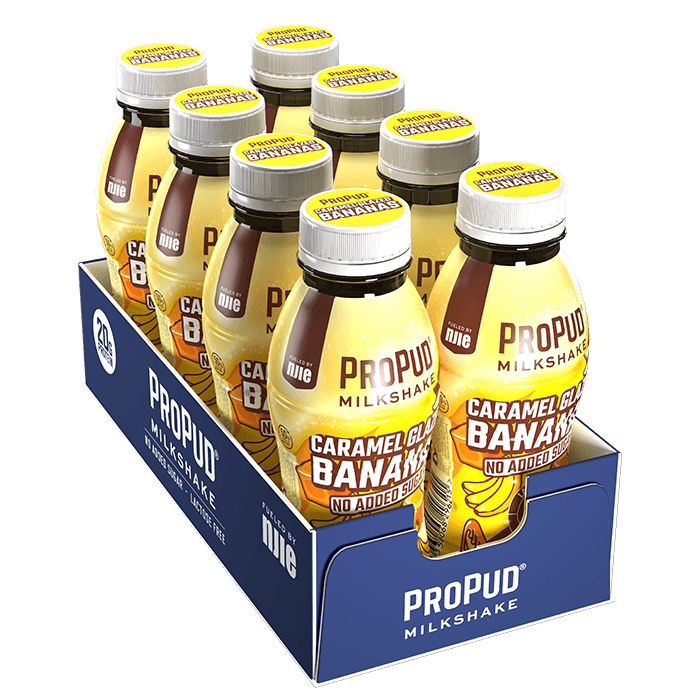 8 x ProPud Protein Milkshake, 330 ml, Caramel Glazed Bananas – från ProPud – 219 kr – hos Bodystore