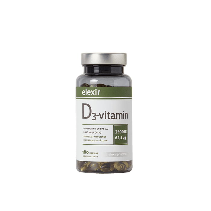 D3-vitamin 2500 IE 180 kapslar från Elexir Pharma – köp hos Bodystore