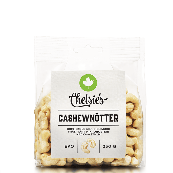 Cashewnötter 250 g – från Chelsie s Organic Gourmet Prod – 82 kr – hos Bodystore