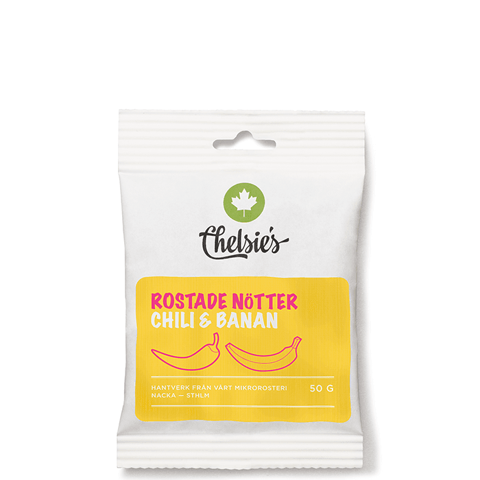 Rostade Nötter Chili Och Banan 50 g – från Chelsie s Organic Gourmet Prod – 15 kr – hos Bodystore