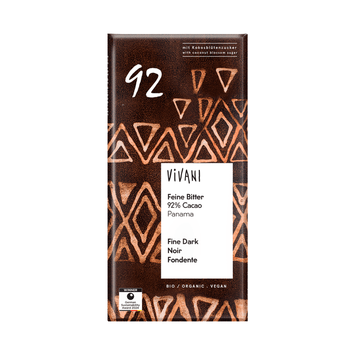 Mörk Choklad 92% med Kokossocker Ekologisk 80g – från Vivani – 65 kr – hos Bodystore