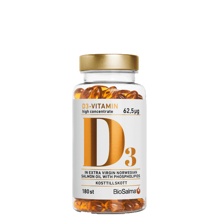 D3-vitamin + Laxolja 180 kapslar från BioSalma – köp hos Bodystore