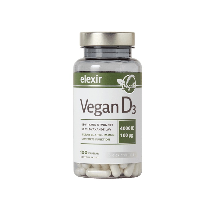 D3-vitamin Vegan 100 kapslar – från Elexir Pharma – 128 kr – hos Bodystore