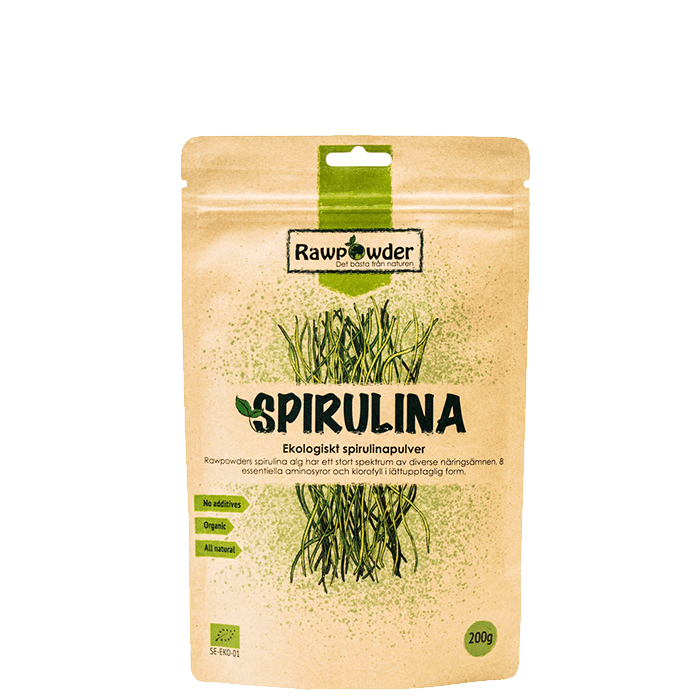 Ekologiskt Spirulinapulver 200 g – från Rawpowder – 103 kr – hos Bodystore