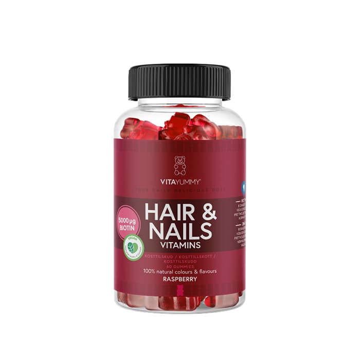 Hår & Naglar Gummies Hallon 60 st – från VITAYUMMY – 197 kr – hos Bodystore