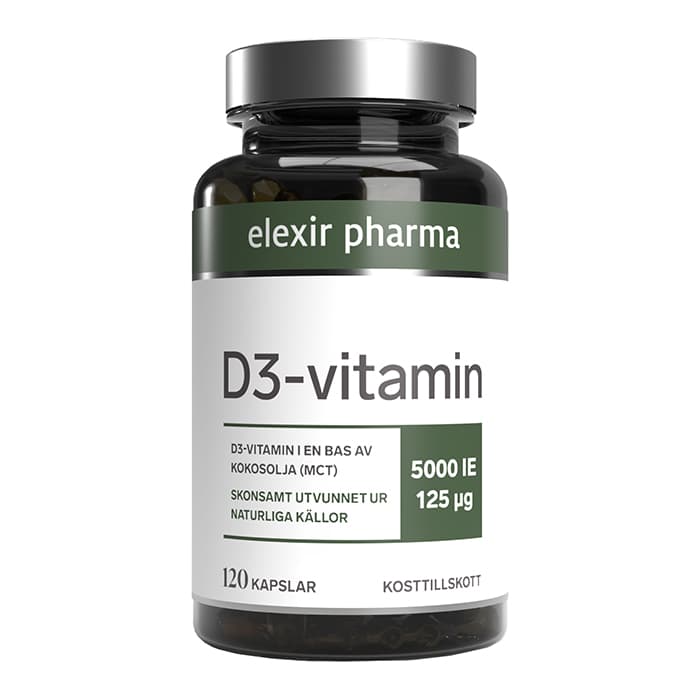 D3-Vitamin 5000IE 120 kapslar från Elexir Pharma – köp hos Bodystore