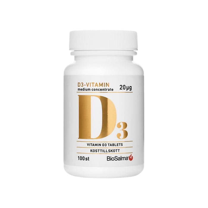 D3 vitamin medium concentrate 20ug 100 st från BioSalma – köp hos Bodystore