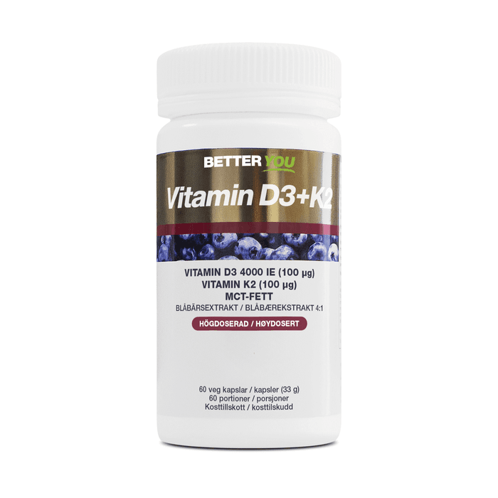 Vitamin D3 4000IE + K2 100µg 60 kaps – från Better You – 274 kr – hos Bodystore