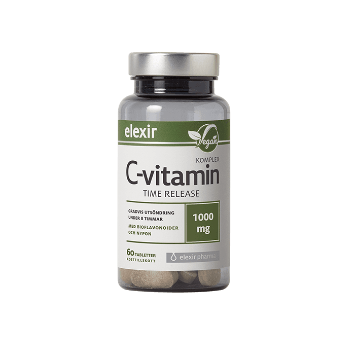 C-vitamin 1000 mg Time release 60 tabletter – från Elexir Pharma – 141 kr – hos Bodystore