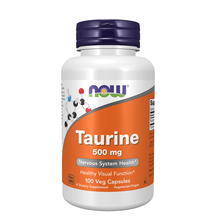 Taurin 500 mg 100 kapslar – från Now Foods – 119 kr – hos Bodystore