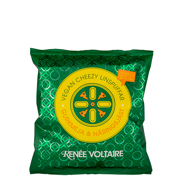 Cheezy Vegan Linspuffar Gurkmeja Och Näringsjäst 60 g – från Renée Voltaire – 29 kr – hos Bodystore