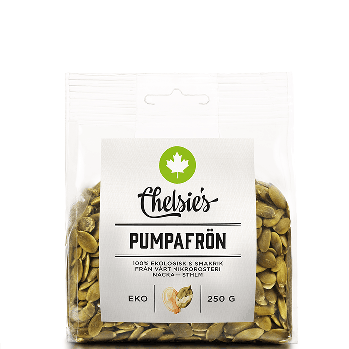 Pumpafrön 250 g – från Chelsie s Organic Gourmet Prod – 46 kr – hos Bodystore