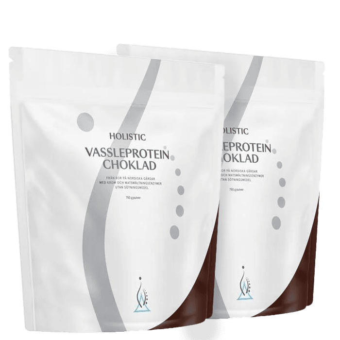 2 x Vassleprotein Choklad 750 g – från Holistic – 593 kr – hos Bodystore