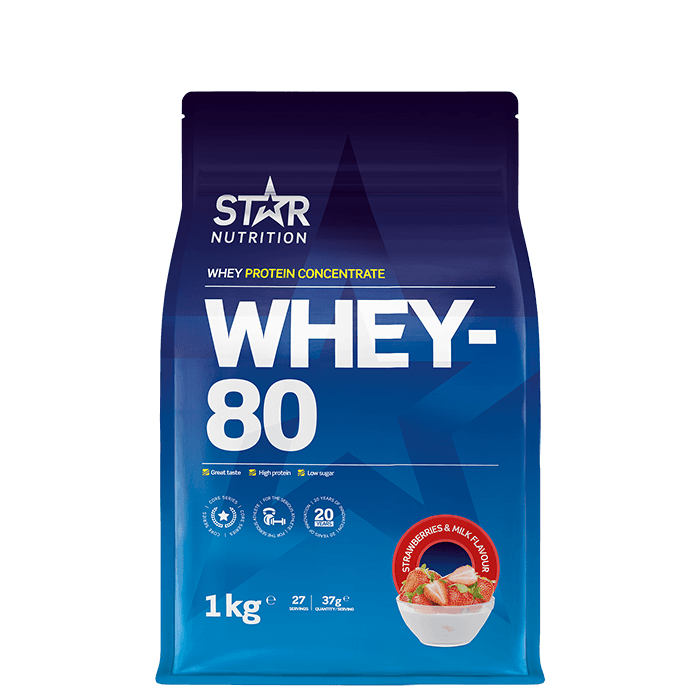 Whey-80 Vassleprotein 1 kg – från Star Nutrition – 399 kr – hos Bodystore