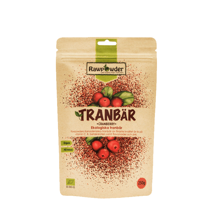 Ekologiska Tranbär 250 g från Rawpowder – köp hos Bodystore