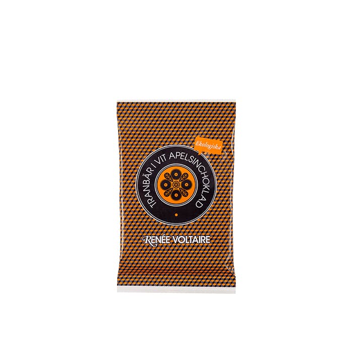Tranbär i Vit Apelsinchoklad 45 g – från Renée Voltaire – 39 kr – hos Bodystore