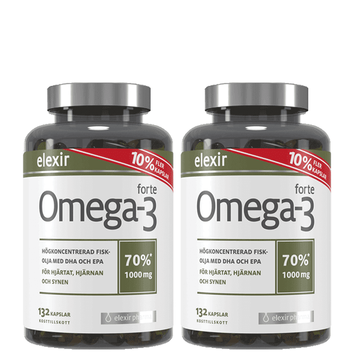 2 x Omega-3 forte 1000 mg 132 kapslar från Elexir Pharma – köp hos Bodystore
