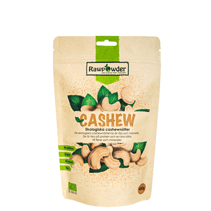 Ekologiska Cashewnötter 400 g – från Rawpowder – 111 kr – hos Bodystore